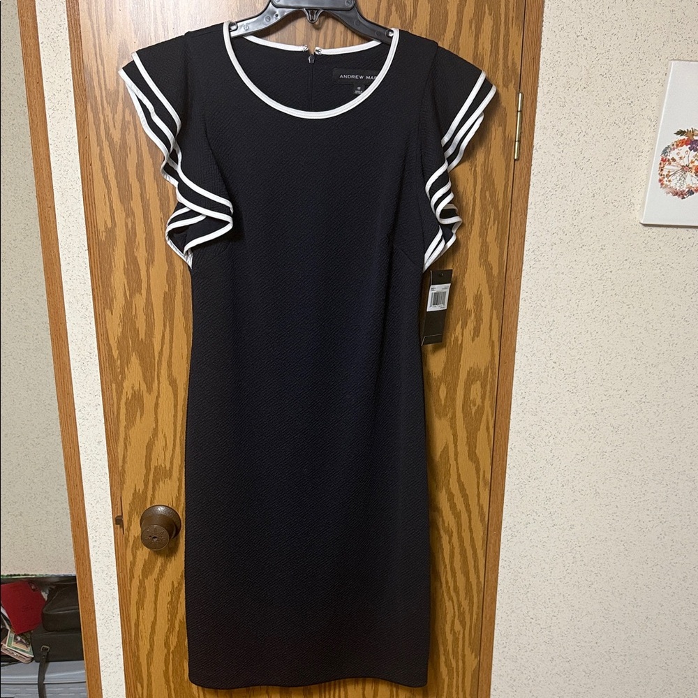 Andrew Marc Navy Dress with White Accents NWT